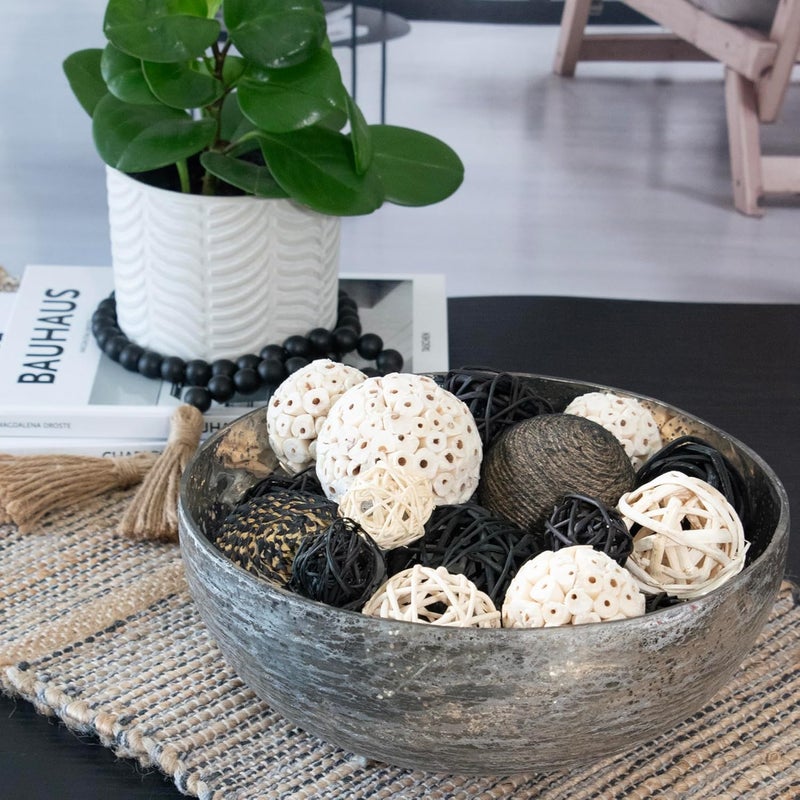 ANDALUCA Decorative Balls Bag Bowl Filler Home Decor (Black & White) - Image 4